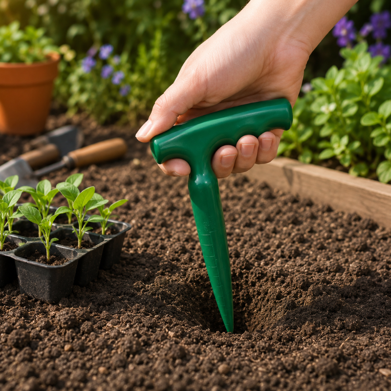Garden Seed Sower and Hole Puncher Planting Tool Set with Precision Seed Dispenser and Depth Scale