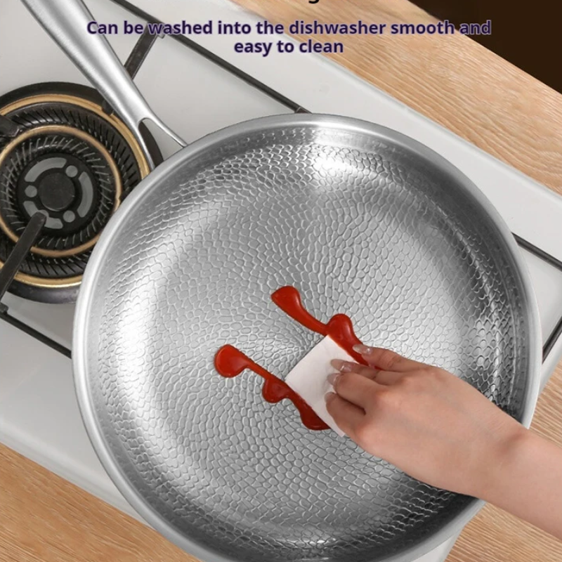 30cm Pure Titanium Frying Pan with Hammer Pattern Surface for Induction and Gas Cooktops