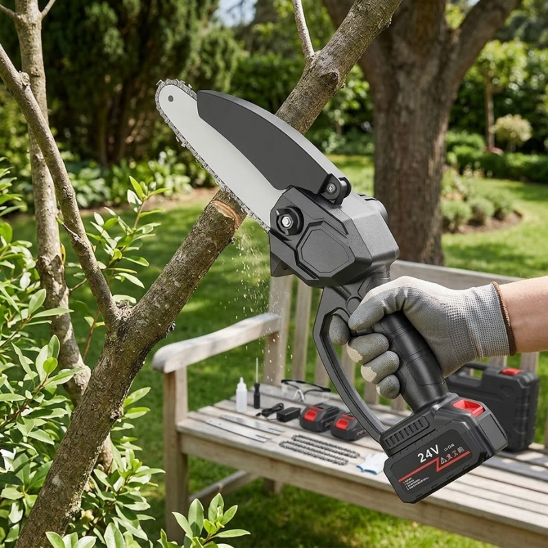 6 Inch Mini Cordless Electric Pruning Saw Rechargeable Wood Cutting Tool with 2 Batteries
