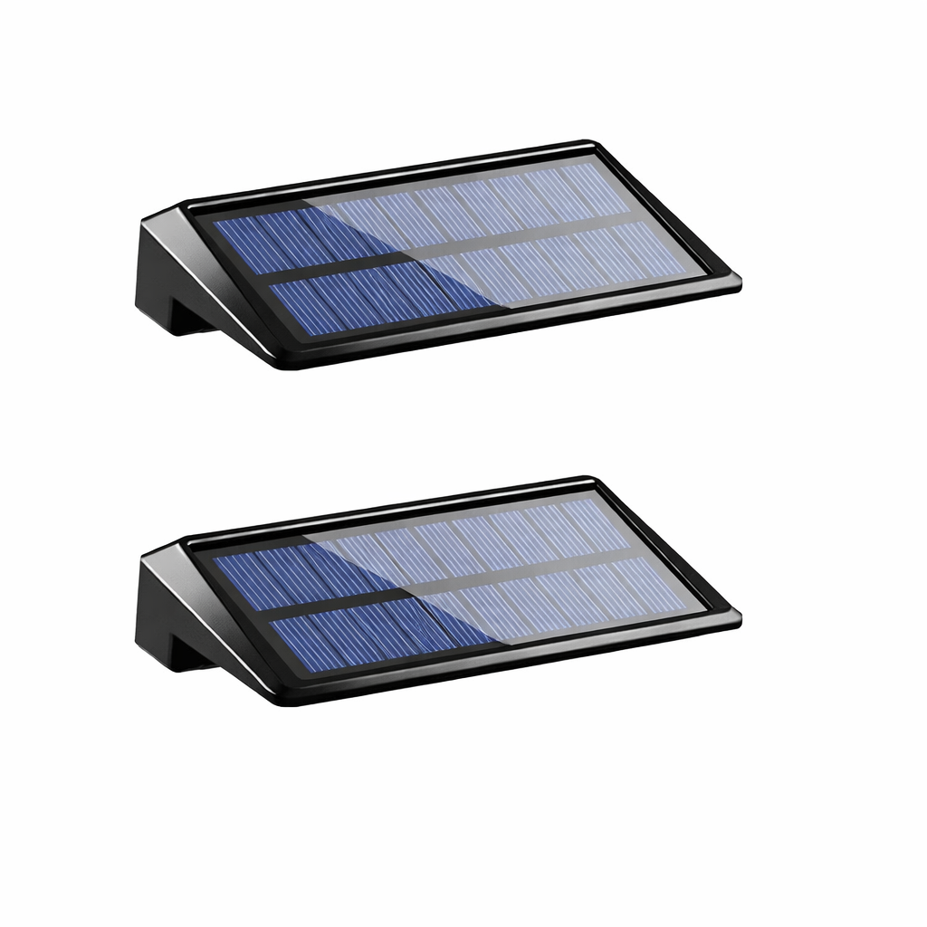 2 Pack Solar LED Wall Lights Warm White Outdoor Waterproof Fence Deck Pathway Lights