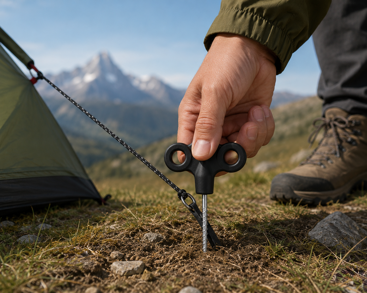 10pcs Multi-rope Fixing Ground Nails Stainless Steel Ground Anchors for Camping Hiking Trampoline Tents Heavy Duty for Outdoor