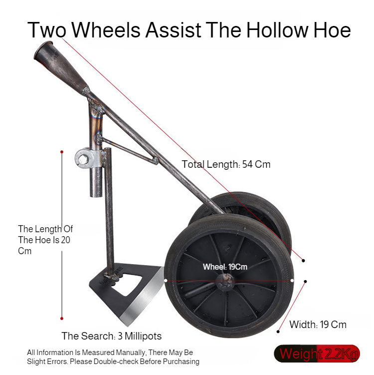 Hollow Hoe Push Garden Hoe Hand-Pushed Wheeled Weeder for Soil Cultivating Trenching and Weeding