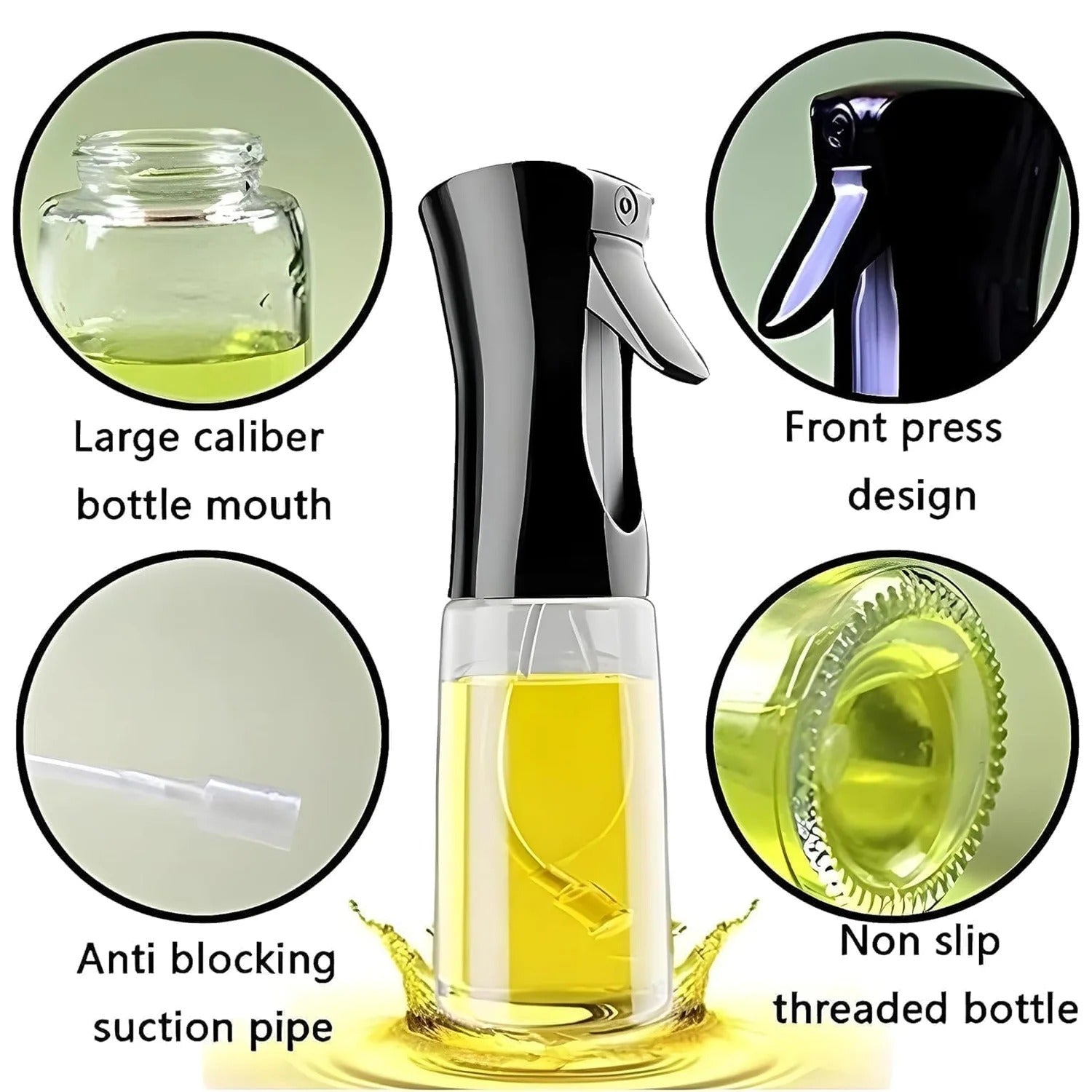 3 Piece 200ml Oil Spray Bottles Black Kitchen Mist Sprayer for Cooking BBQ